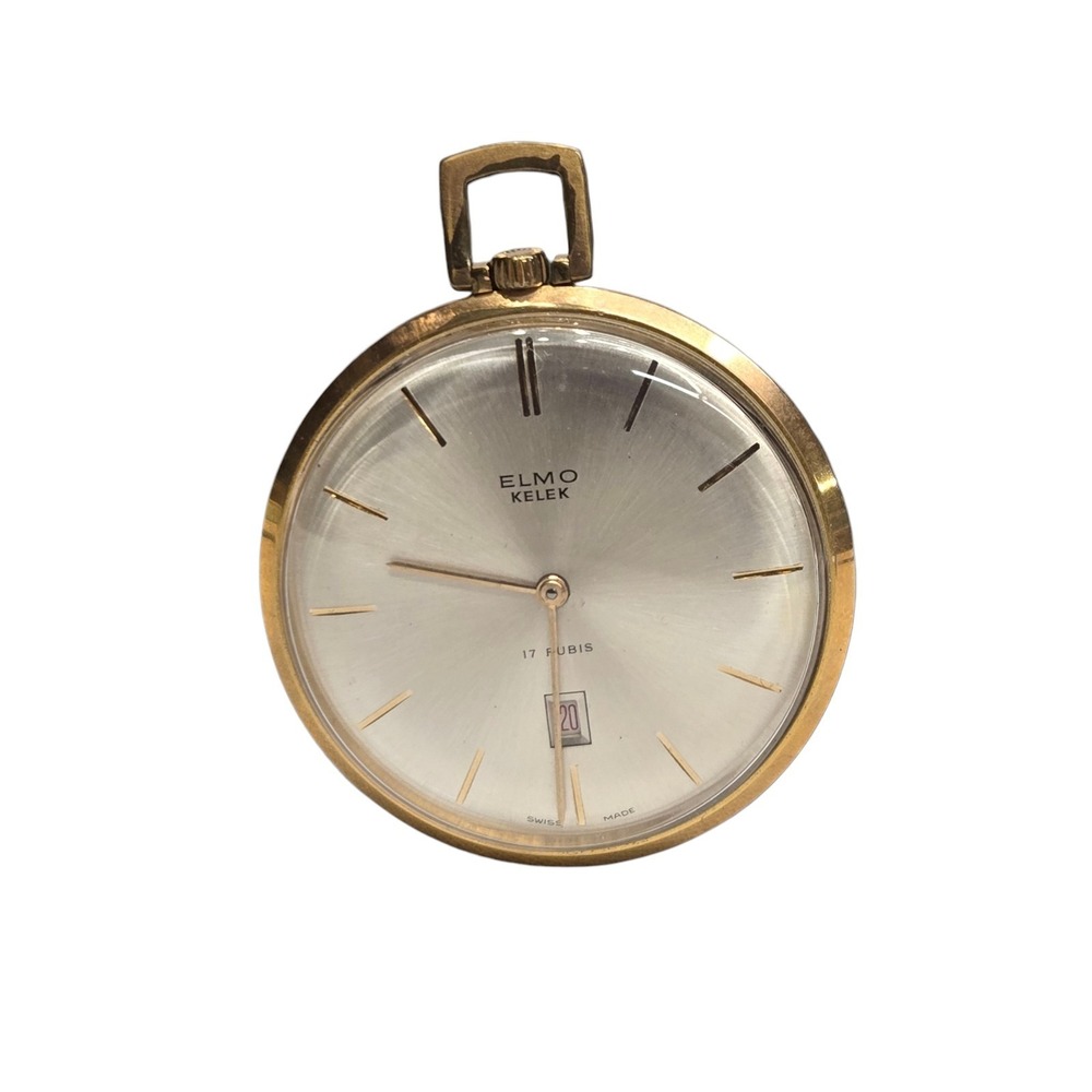 ELMO Kelek Swiss Pocket Watch 17 Rubis 17j Manual Day Indicator - Runs